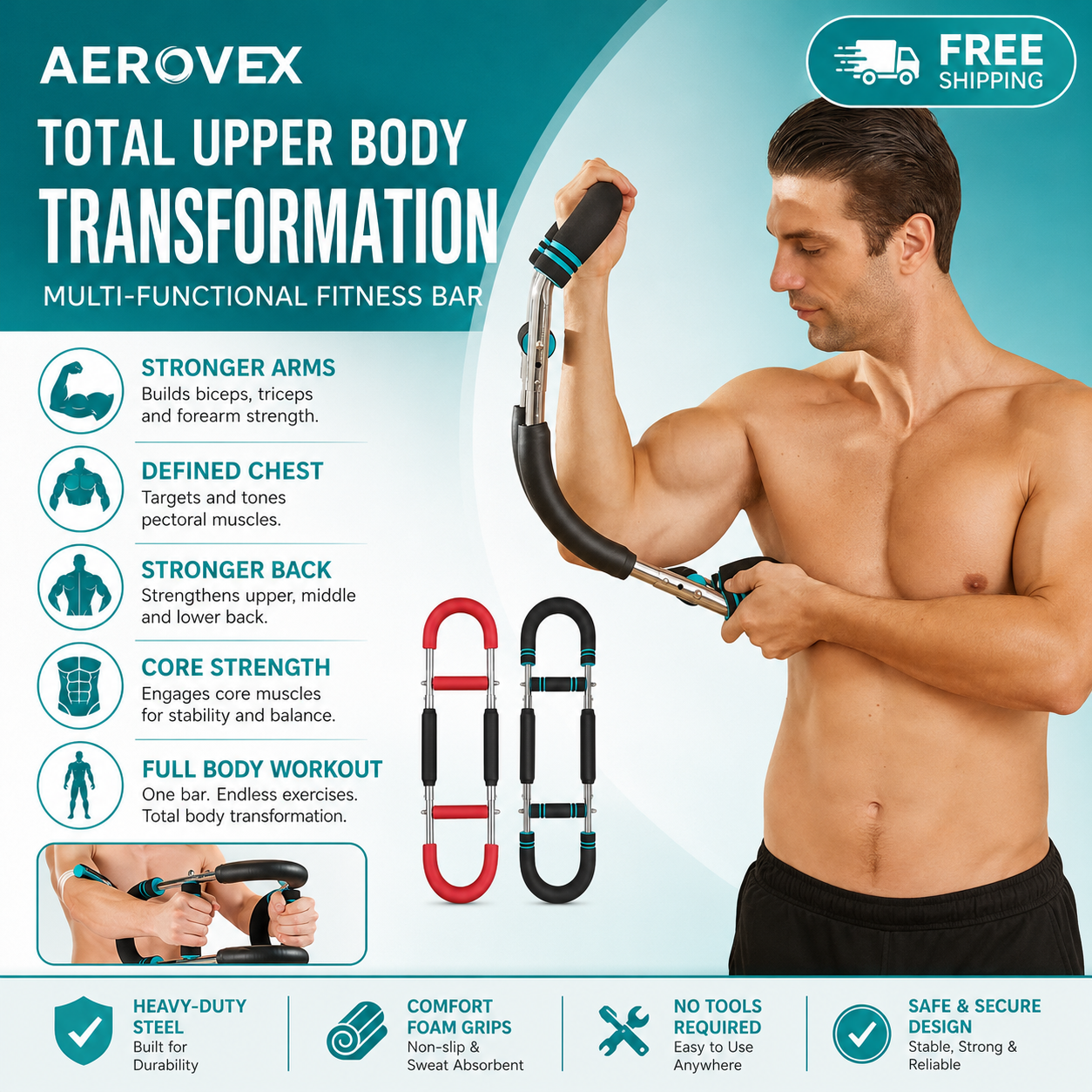 AEROVEX™ Power Twister – Heavy Duty Home Workout Resistance Bar